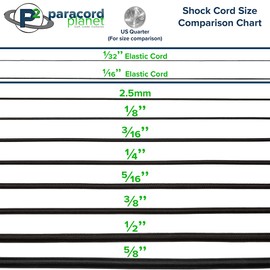 Paracord Planet Elastic Nylon Bungee and Shock Cord - Crafting Stretch String - Multiple Color, Diameter, and Length Options