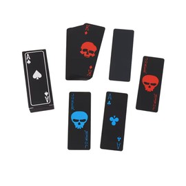 WES Mini Plastic Poker Playing Cards – Spooky Design, Durable, Lightweight, Travel-Friendly, Unique Gift Idea, Game Night Fun, 1 Deck (Blue & Red)