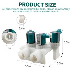W10599356 W10509710 Washer Water Inlet Valve for Whirlpool, Maytag, KitchenAid, Replacement Parts PS8689091 AP5692067 3023192 W10435235 EAP8689091 AWP41165, Fits WFW80HEBW1 WFW7590FW0 etc