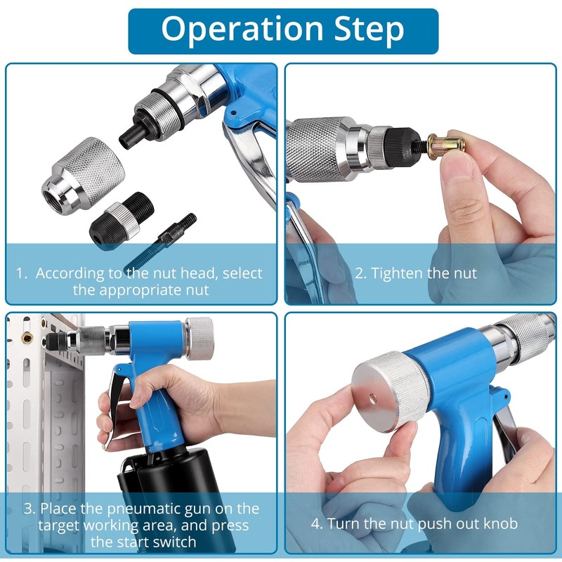 AUTOUTLET Heavy Duty Pneumatic Rivet Nut Gun with 100PCS Rivet