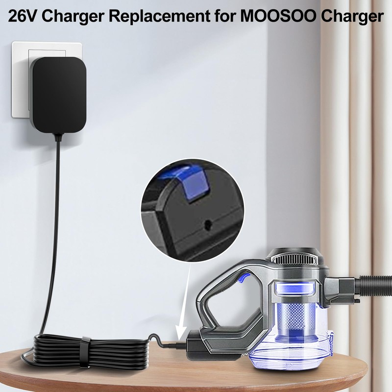 VHBW 26V Charger Replacement for MOOSOO M X6 XL618 XL-618A