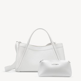 [springtok]NEWBELLA Kelly M Size 2 PCS Set Tote Bag PU Leather/Magnetic Closure, No Internal Compartments, 2025 Spring, Vegan Leather - Color: White