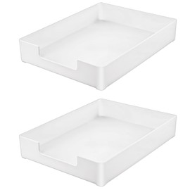 2 Pcs Rectangular Plastic Desk Organizer Tray, Desk Letter Tray, A4 Letter Size Stackable File Tray, Desktop File Paper Holder, Book Storage Rack, Anti-Skid Plastic Organizer Desk Tray for Office