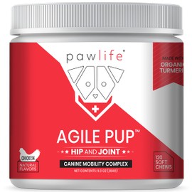 pawlife Agile Pup Mobility Dog Joint Chews – 120 Veterinarian Formulated Soft Chews with Glucosamine for Dogs Plus Chondroitin & MSM – Supplement for Dog Arthritis as Well as Hip and Joint for Dogs
