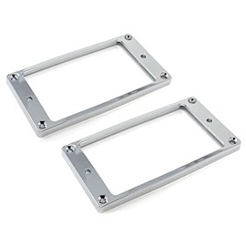 Vintage Forge Chrome Plastic Humbucker Pickup Mounting Ring for Import Guitars 1/8 Inch (89mm x 45mm x 5mm) 2-pack Flat Bottom HR5500F-CHR