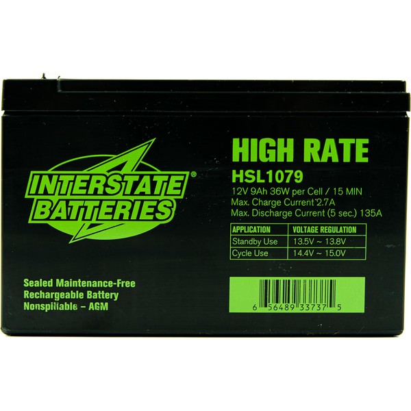 Interstate Batteries 12V 9Ah High Rate Battery (F2 Terminal) SLA
