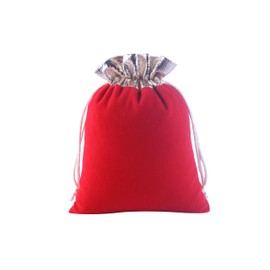 KONMAY Pack of 20 Red Soft Velvet Jewellery Bags with Drawstring, 7 x 9 cm Velvet Bag with Golden Fabric Wedding Party Gift Bag