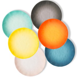 Topmela Melamine Dinner Plate Plastic Bread Butter Plates Set of 6 Pcs 11 inch Lightweight Shatter Proof Chip Resistant Dishwasher Safe (Multicolor)