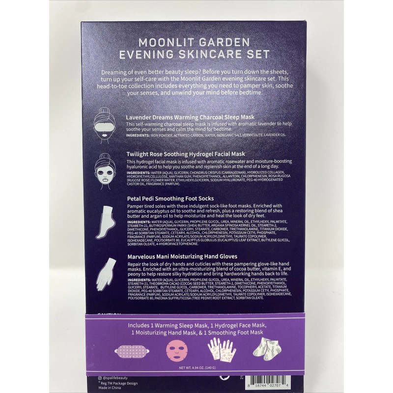 Spa Life Moonlit Garden Evening Skincare Set Sleep Mask Facial