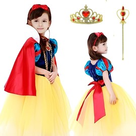 OJUMAH Snow White Dress, Children's Costume, 5 Pieces, Halloween, Kids, Cosplay, Princess (110)