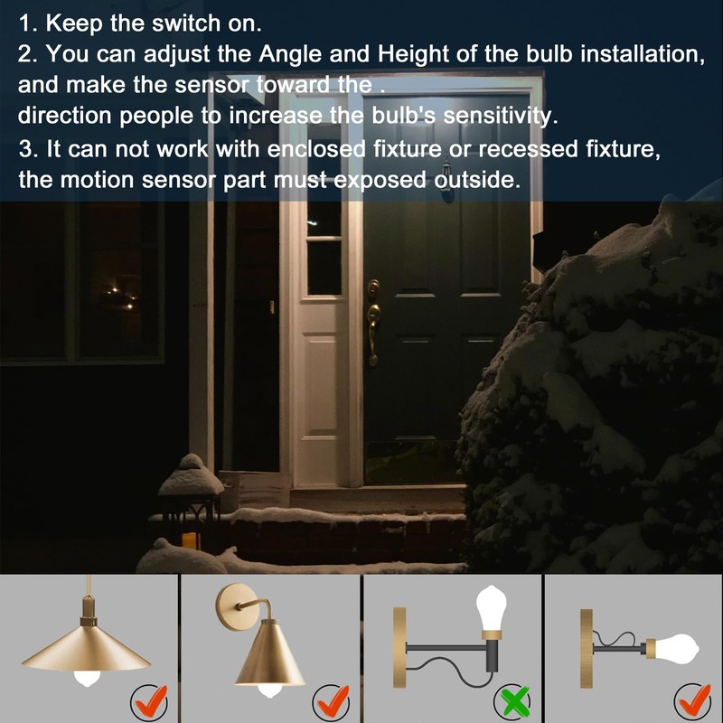 Motion Sensor Light Bulbs - 9W (60W Equivalent) E26 Motion