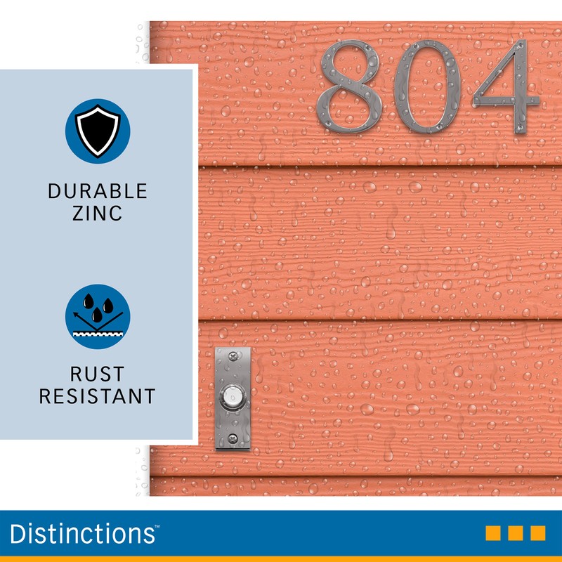 Distinctions by Hillman 843322 4-Inch Brushed Nickel Flush-Mount House Number