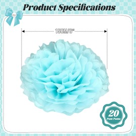20pcs Tissue Paper Pom Poms - Light Blue - 6 Inch - Tissue Paper Pompoms for Engagement, Wedding, Birthday Party Deco