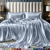 DECOLURE Satin Bed Sheets - 4 Piece Luxury Silky King