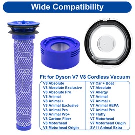 ilovelife Dust Bin Lid & 2 Post & 2 Pre Filters Replacements for Dyson V7 V8 Animal Absolute Motorhead Cordless Stick Vacuum Cleaner,V7 V8 Accessories Replacement Parts