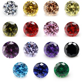 JINGANGZUO - Mezcla de piedras sintéticas de circonita cúbica redonda, 15 colores, 5A, circonita cúbica suelta para hacer joyas, 9.0mm 1pcs each color, Circonita cúbica, Circonia cúbica