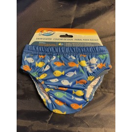 SwimWays Boys Reusable Swim Diaper Fish Surfing Monster 50+ UPF Small 6M NWT