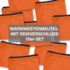 4business Pack of 10 Car Safety Vests Orange with Zip