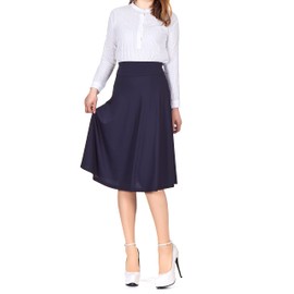 Elección del Dani Stretch cintura alta A-Line Flared largo Midi Falda, Marino, Mediano