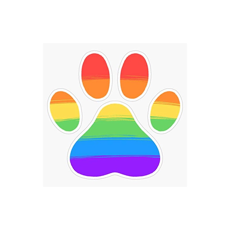 Rainbow Striped Paw Print Sticker Outdoor Rated Vinyl Sticker Decal