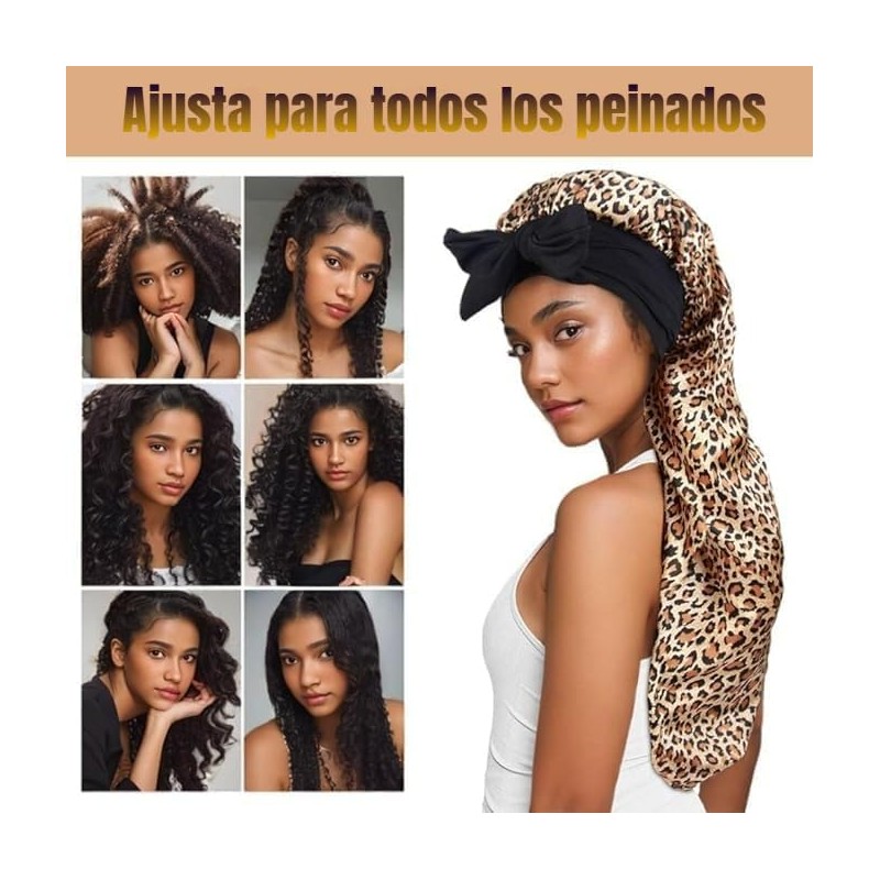 Gorro Satén Dormir Pack Gorros Nocturnos Ajustables Cabello Rizado Rasta