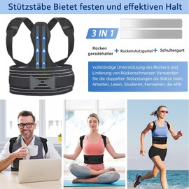 ZINUU Back Straightener, Back Support Belt, Posture Corrector for Men and Women, Posture Corrector, Adjustable Posture Trainer, Back Support (48.8-51.2 Inches)