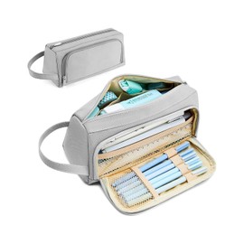 MAIXONIC Estuche para Lápices de Gran Capacidad con 4 Compartimentos, Lapicera Expandible y Organizador de Papelería, Ideal para Escuela, Oficina y Trabajo (Gris)