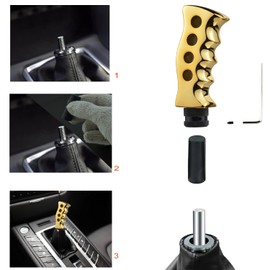 Lunsom Car Grip Shift Knob, Gear Shift Lever Knob Shifter Car Shifting Transmission Shifter Stick Head Fit Most Manual Vehicle (Gold)