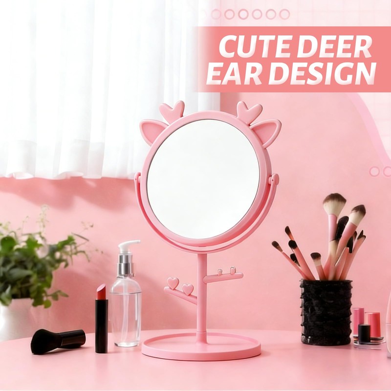 Super Ubelle 8 Pcs Deer Ear Vanity Mirror for Girls