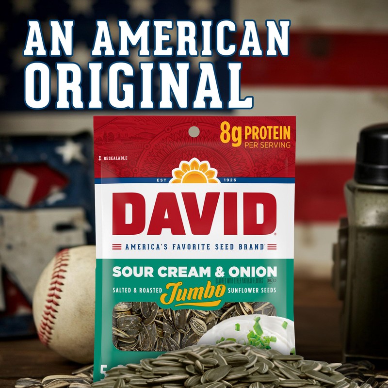 DAVID Roasted and Salted Jumbo Sunflower Seeds, Sour Cream and