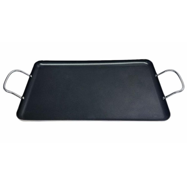 Aluminum Double Burner Non-Stick Griddle 19"x11-1/2", Compatible W/All Cooktops