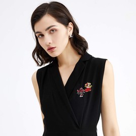 Gleamart 3Pcs Christmas Enamel Brooch Pin Set Elk Santa Claus Bell Xmas Boot Pin Gift