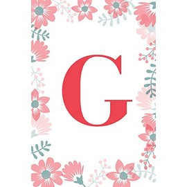G: Monogram Initial G Journal for Girls and Women, White Floral 6 x 9