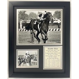 Legends Never Die Championsip Racehorse Collectible Memorabilia | Triple Crown Racehorses | Framed Photo Collages | 12"x15" (Seattle Slew)