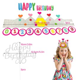 BOYATONG XL Birthday Crown for Children, Birthday Crown for Girls, Birthday Crown, Birthday Crown for Girls Boys with Interchangeable Numbers from 0-9
