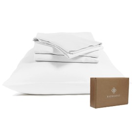 BIOWEAVES 100% Organic Cotton Sheets, 300 Thread Count 4-Piece GOTS Certified Bed Sheet Set Fits Mattress Upto 17" Deep Pocket, Soft & Silky Sateen Weave (Full, White)