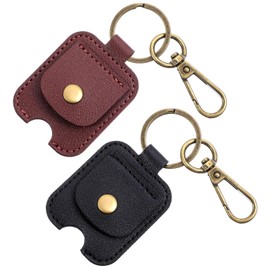 guduling 2 Pcs Leather Key Sleeve for Broken Cars,Broken Car Key Loop Replacement,Vintage Keys Covers for Car Keys with Iron Ring for Men and Women(Black and Brown