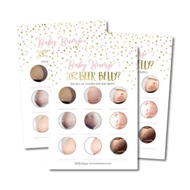 25 Beer Belly or Pregnant Bump Fun Baby Shower Game Idea For Girl or Boy Cute Pink Gold Gender Neutral Party, Funny Activity Questions at Reveal Bundle, For Kids, Mom, Dad, Women Men Coed Unisex Set