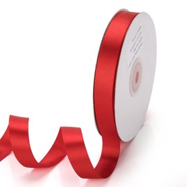 IHKFILAN Satin Ribbon in Hot Red (16 mm x 45.72 m) Matt Shiny Gift Ribbon, Elegant Ribbon for Decorating & Crafts, for Wrapping Special Gifts, for Weddings, Christenings