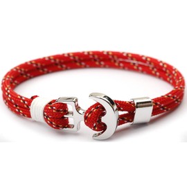 Sus Attire® Multi Colours Umbrella Rope Braided Alloy Boat Anchor Bracelet For Men 21cm (UK BRAND) (Red White Blue Yellow)