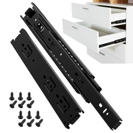 ToBeGreat Slide Rails, 13.8 inches (350 mm), 3 Tiers, Removable, Width 1.8 inches (45 mm), Bearing Rails, Drawer Sliding Rails, Side Mounting, Slide Rails, Black, Screws Included, 2 Pieces (Pair)