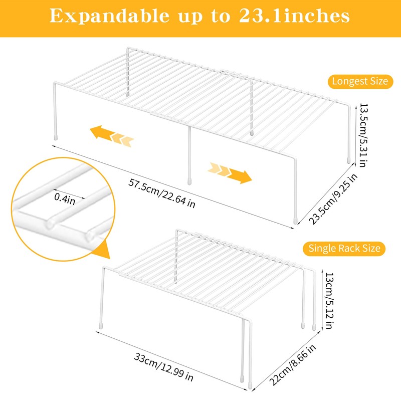 AmaQueen 2 Pcs Expandable Shelf Organizers for Cabinet Closet Cupboard,