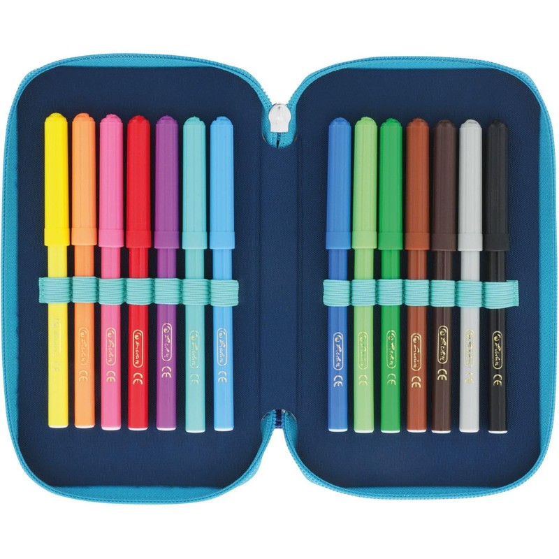 Herlitz TriCase 31-Piece Filled Case Dip Dye Blue/Turquoise, Dip Dye