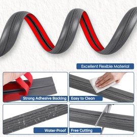 Floor Cord Cover for Wires on Floor Self Adhesive Cord Hider Floor Cable Management Wire Covers for Cords Protector Prevent Cable Trips Cord Cavity W 0.59" x H 0.31", Deep Gray Wood, 3.3Ft