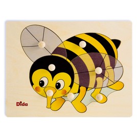 Dida - Steckpuzzle - Biene. Greifpuzzle Für Kleinkinder Mit Bequemen Holzknöpfen. Ideal Für Die Kinderkrippe, Die Vorschule Und Den Kindergarten