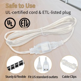 Zlierop 2 Pack Clear Extension Cord, Male to Female 2 Prong Extension Cord, UL-Certified Thin Extension Cord, 9 Feet Indoor Extension Cord 2 x 18 AWG 250V 6A, Extension Cords for Lighting