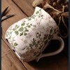 Beige and Green Ceramic Vase, Farmhouse Pitcher Vase with Handle,