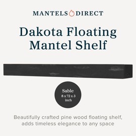 MANTELSDIRECT - Dakota Pine Wood Floating Shelf, Box-Constructed Wood Shelf with 9" Depth, Sable Floating Mantel Shelf, Sturdy 72 x 3-Inch Wood Floating Shelf