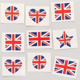Baker Ross PJ153 Temporary Kids Union Jack Tattoos - Pack of 60, Union Jack Party Favours for Kids, 2 x 1.6 inches