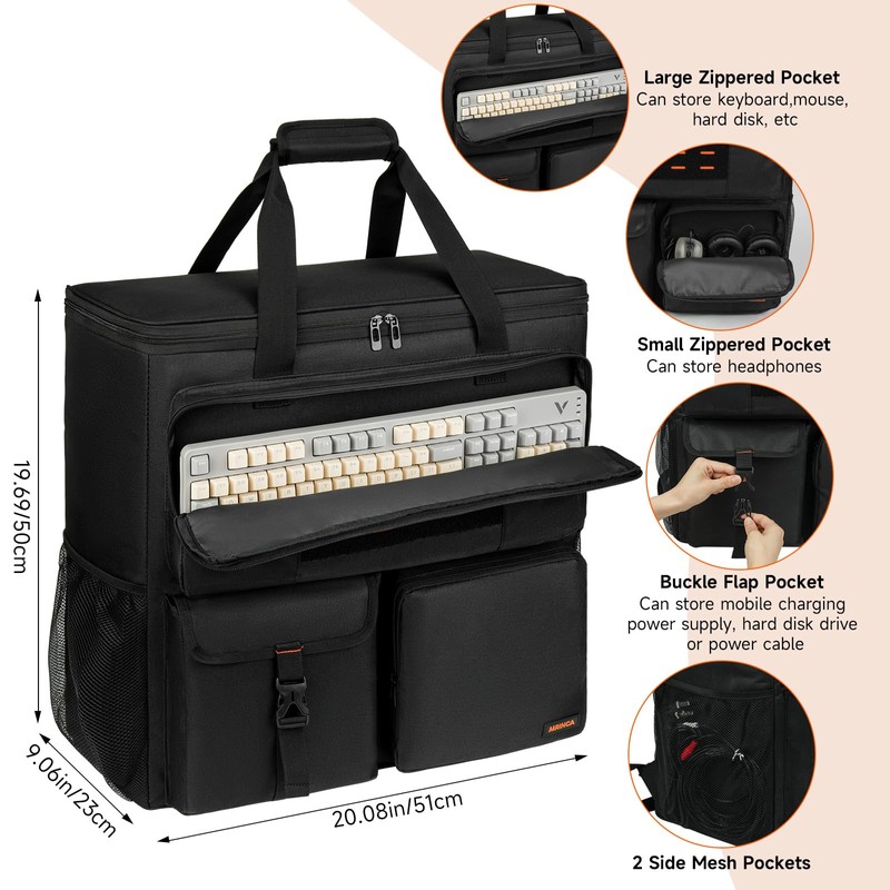 MRINCA Computer Desktop Tower Large Carrying Case, PC Travel Case